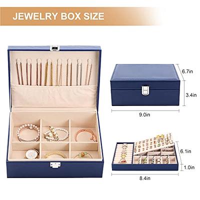 Velvet Jewelry Box Organizer - Lockable 2 Layer Travel Case, Earrings  Storage with Removable Tray for Women, Men (Black) 