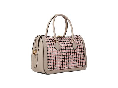 Kate Spade Gramercy Racing Stripe Houndstooth Top Handle Bag in Red