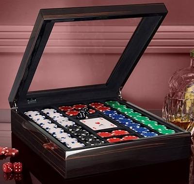 Poker Set Display Case, with Optional Poker Chips Set, Poker Chip