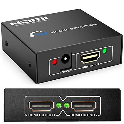4K HDMI Splitter 1 in 2 out 1X2 Powered Splitter for Dual Monitors