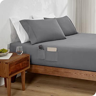 PiccoCasa Fitted Sheet Waterproof Bedding Sheet, Gray King 