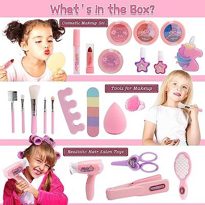 Kids Hair Salon Toy Set,Little Girls Pretend Makeup Set with Hair Dryer  Hair Curler and Beauty Accessories,Dressing Up Toy Beauty Salon