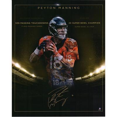 Peyton Manning Autographed Framed White Broncos Jersey – Super