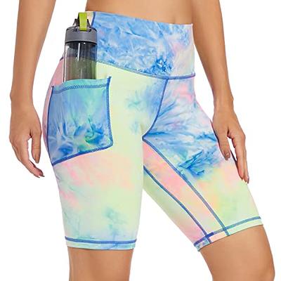 ccko High Waist Biker Shorts for Women; Tie Dye Workout Yoga