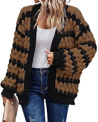 KIRUNDO Women's Cable Knit Sweater Cardigan Open Front Chunky Fall Long ...