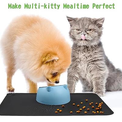  Howise 2 Wide Raised Cat Food Bowl with Silicone Pet Food Mat, Ceramic Elevated Cat Bowls Small Dog Dish Set