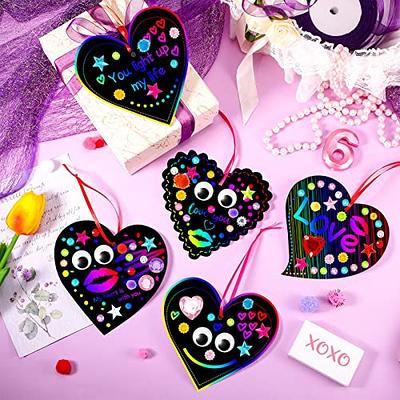 Scratch Art for Kids, Scratch Art Supplies for Girls Ages 4 5 6 7 8-12  Valentine' s Party Favors- 100Pcs Magic Black Scratch Paper Art Set for  Boys