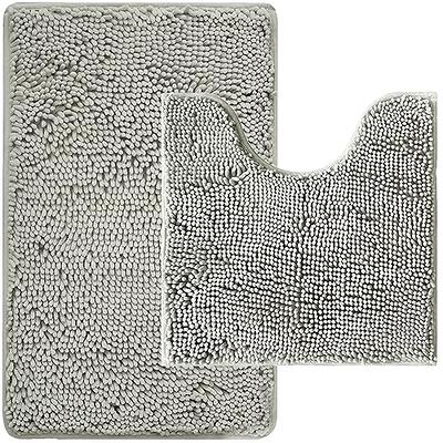 Soft And Absorbent Chenille Bath Mat Set - Machine Washable U