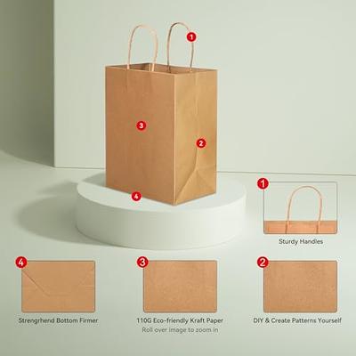 120Pcs Brown Paper Bags with Handles Mixed Size Bulk Kraft Paper