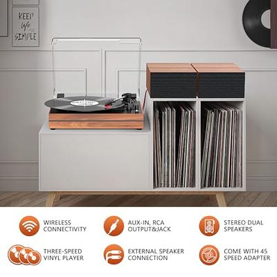 Record Player for Vinyl with External Speakers, Belt-Drive