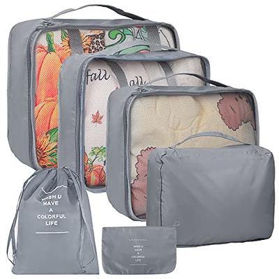 8 Set Packing Cubes for Suitcases, kingdalux Grey Travel Luggage