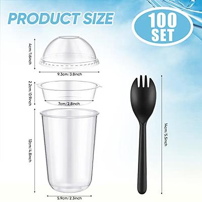 100 Sets 9oz Clear Parfait Cups with Insert and Dome Lids No Hole and 100  Packs Packaged Sporks Disposable Dessert Cups Yogurt Parfait Containers