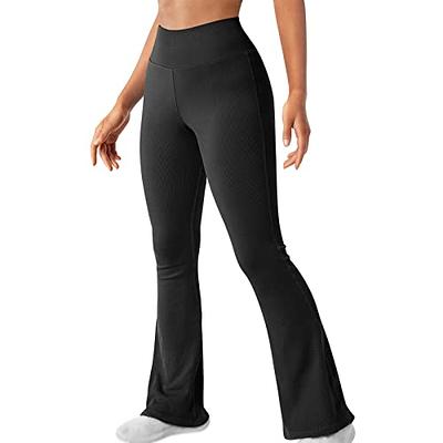 Womens Yoga Capri Flare Pants Workout Bootleg Pants Bootcut Capri