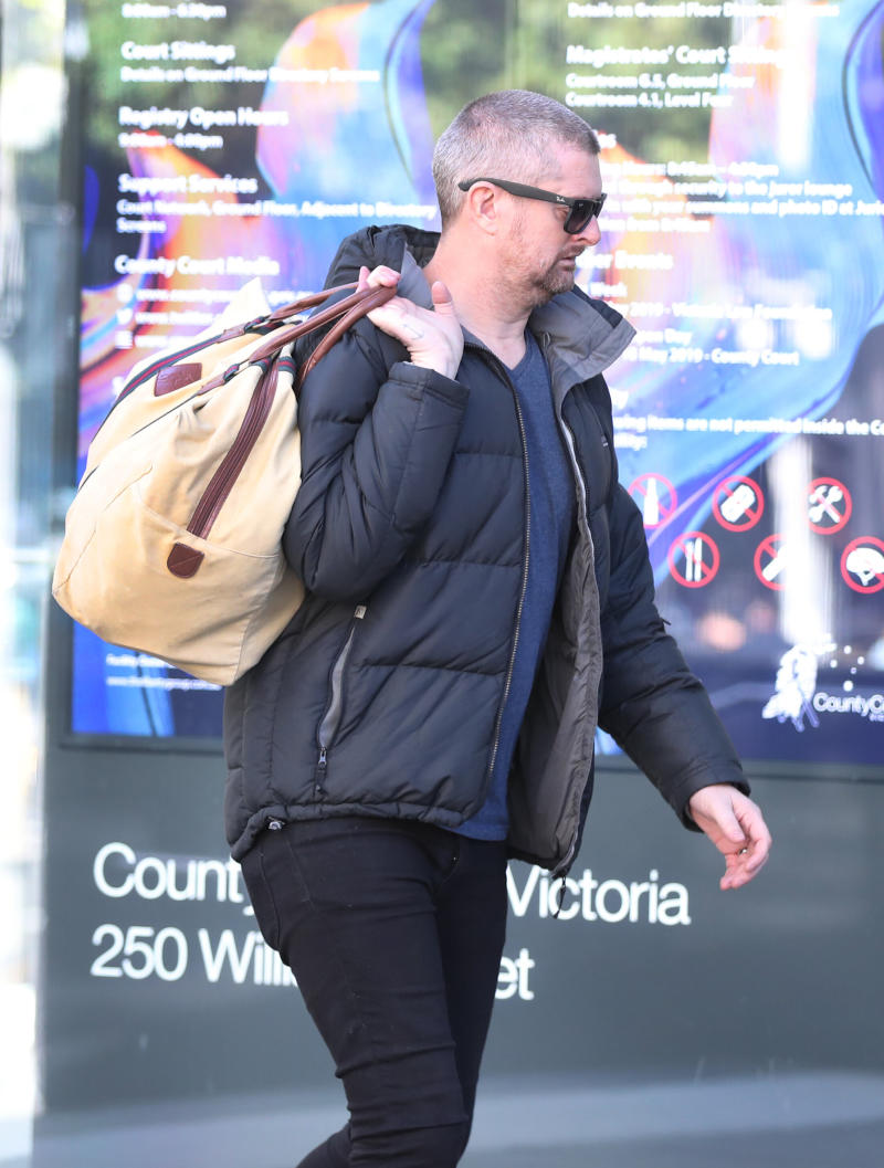 Glenn Hartland arrives at the Melbourne County Court on April 9, 2019. Glenn Hartland has previously pleaded guilty to raping and assaulting women he met on Tinder. Source: AAP Image/David Crosling