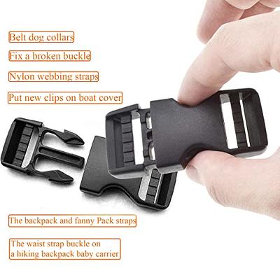ONE WVW PIN 4 Pack Buckle 1 inch, Quick Side Release Buckles for 1'' Webbing,  8Pcs Plastic Tri-Glide Slide Clips for 25mm Straps, Dual Adjustable  Replacement Clips for Backpack Pet Collar 