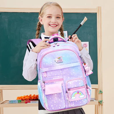 Cute Backpack for Girls 4-6 Multi-Pocket Pink Waterproof Backpacks