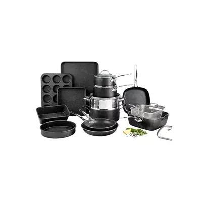 Granitestone 20 Piece Mineral And Diamond Infused Nonstick Cookware And  Bakeware Set, Black - Yahoo Shopping