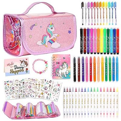 leeche Fruit Scented Markers Set 44 Pcs Filled Stationery with Unicorn  Pencil Case,Art Supplies for