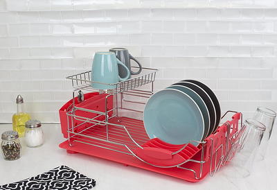 Home Basics Dish Drainer Deluxe, Red - Yahoo Shopping