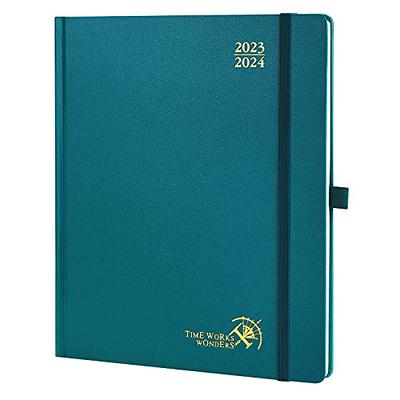 POPRUN 2024 Planner Weekly Notebook 8.5''x 6.5'', Agenda 2024 Appointment  Book with Monthly Tabs, Spiral Soft Cover, Inner Pocket, 100 GSM - Black