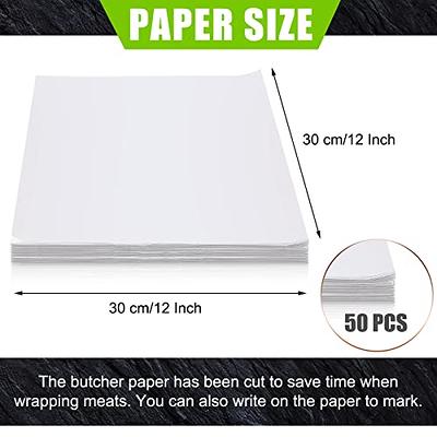 Butcher Paper Sheets, No Wax Meat Sheet Butcher Paper for Sublimation 12x12  inch Disposable Butcher Paper Sheets White Precut Butcher Food Wrapping  Paper for Smoking Meat Heat Press BBQ - 50pcs 