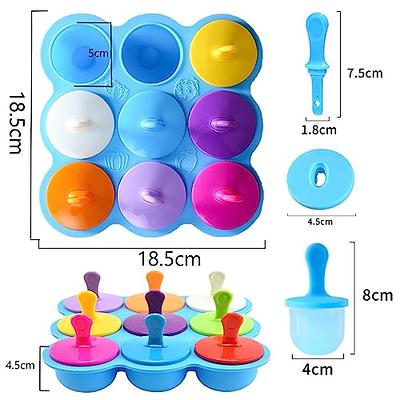 4 Silicone Popsicle Molds 7-Cavity DIY Ice Pop Mold w/ Colorful Sticks Baby  Kids