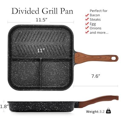 Divided-Grill Frying Pan For Making Breakfast Multi-functional 3-in-1  Divided-Skillet Non-Stick-Grill Egg-Frying Pan - Yahoo Shopping