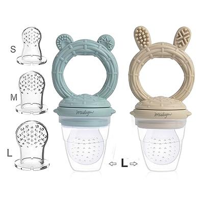 PandaEar 3 Pack Baby Feeder Fresh Fruit Food Feeder with 3 Different Size  Silicone Pouch and 1 Pacifier Clips, Training Massaging Toy Teether