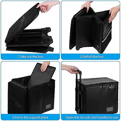 DocSafe File Box with Lock, Multi-layer Fireproof Document Box with Wheels,Collapsible Rolling File Storage Organizer Box with Pockets,Large Portable