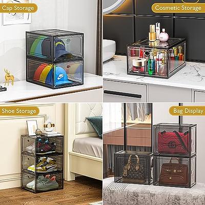 Hat Organizer for Baseball Caps,set of 6, Transparent Hat Storage Box, Hat  Holder With Clear Magnetic Door, Stackable Hat Rack, Easy to Assemble