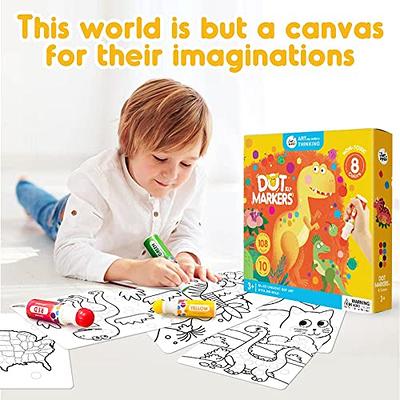 Jar Melo 12 Colors Washable Dot Markers Kit for 3-8+ Age Kids, Non Toxic Dot Paint Markers with 108 Free PDF Activity Book & Physical Sheets 2.1 fl.oz