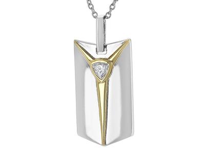 Diamond Dog Tag Necklace 1/10 ct tw Round 14K Yellow Gold