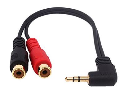 HTTX 3.5mm Male Audio Stereo Jack to 3 RCA Female AV Camcorder Adapter  Connector Extension Cable 90 Degree Angled 4 Pole 5-Feet