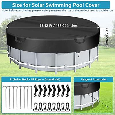 HUMLANJ 15 Ft Round Pool Cover, Solar Pool Covers for Above Ground Pools  with Drawstrings Round Swimming Pool Cover Hot Tub Cover Round Inflatable  Pool Cover for Waterproof Dustproof UV Resistant 