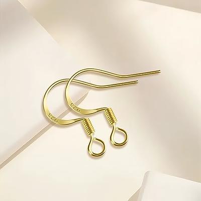 Earring Hooks 14K Gold Plated Hypoallergenic Ear Wires for Jewelry Making  (200 PCS Earring Hooks+200 PCS Earring Backs) A-14K Gold