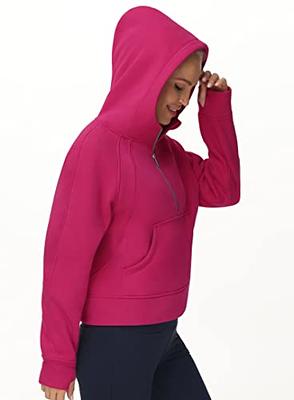 The Gym People Womens' Hoodies Half Zip Long Sleeve Fleece Crop Pullover Sweatshirts with Pockets Thumb Hole