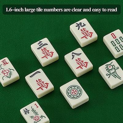 YINIUREN Chinese Mahjong Set Large 1.6-inch Mahjong Tiles 144 Melamine Mahjong Tiles Set