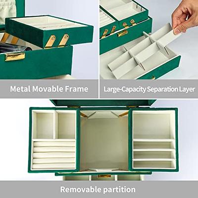 Dajasan Jewelry Box for Women, 3 Layers Large Velvet Jewelry Organizer, Jewelry  Storage Organizer, Jewelry Case for Earring, Ring, Necklace, Bracelets  (Green) - Yahoo Shopping