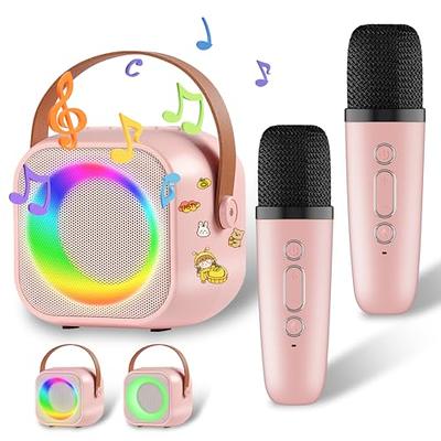  YLL Mini Karaoke Machine for Kids Adults, Portable Bluetooth  Speaker with 2 Wireless Microphones,18 Pre-Loaded Songs Toys Birthday Gifts  for Girls 4, 5, 6, 7, 8+ Years Old Toddler Teens (Lightpink) : Toys & Games