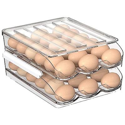 2-Layer Automatic Rolling Egg Holder Storage Box Fridge Egg Container Tray  Rack