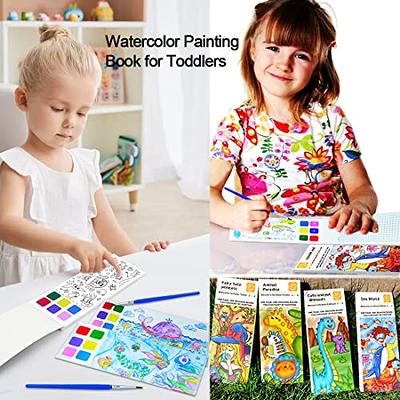  Watercolor Coloring Books for Kids Ages 4-8,Pocket Watercolor  Painting Book for Toddlers,Mini Water Coloring Art Kit,Small Travel  Watercolor Coloring Set,Birthday Gift for Girls Boys : Toys & Games