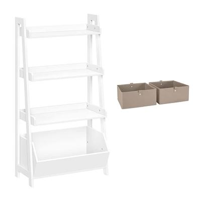 LUE BONA 32.68 in. White 2-Tier Storage Wooden Kids Bookshelf with Cubbies  and Bookrack for Kids Room or Nursery LB22KS0005-100 - The Home Depot