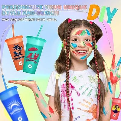 Color Changing Cups with Lids & Straws - 24 oz Cute Reusable Plastic Tumblers  Bulk