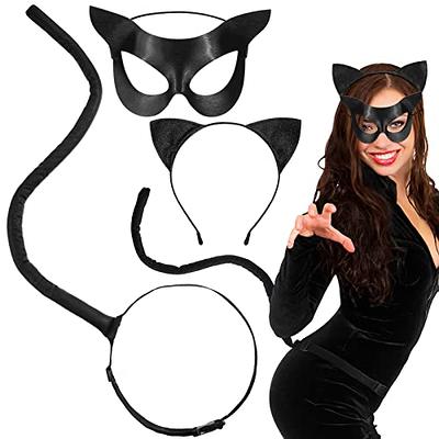 Venetian Black Cat Mask - Masquerade Costume Half Face Eye Mask for Kids  and Adults