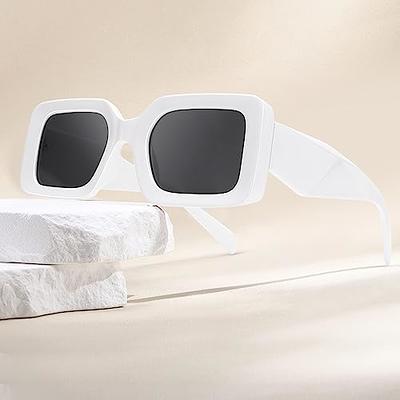 Rectangle Sunglasses for Women Men- White Shades Trendy Retro Square glasses  Fashion 90s Eyewear - Yahoo Shopping