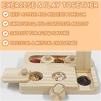 Sieral Wooden Enrichment Foraging Toy for Small Pet 7.7''x 7.1''  Interactive Hide Treats Puzzle Rabbit Toys Small Animal Toys Mental  Stimulation Toys