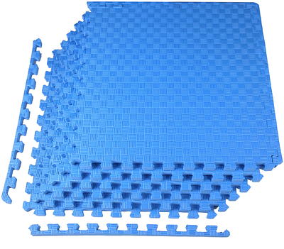 PROSOURCEFIT Rubber Top Thick Exercise Puzzle Mat Blue 24 in. x 24 in. x  0.75 in. EVA Foam Interlocking Tiles (6-Pack (24 sq. ft.) ps-2292-rtt-bb -  The Home Depot