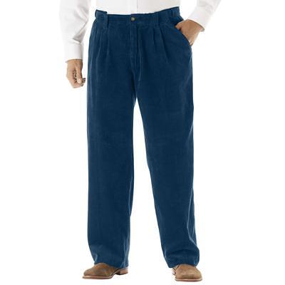 Kingsize Men's Big & Tall Wrinkle-Free Double-Pleat Pant With Side-Elastic  Waist