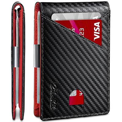 GSOIAX Slim Wallet for Men with 11 card Slots Rfid Blocking Carbon Fiber  wallets Bifold Credit Card Holder Minimalist Leather With Gift Box (Carbon