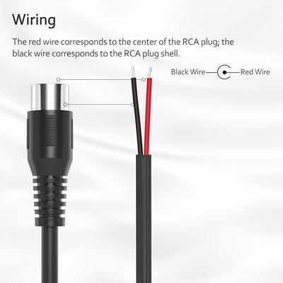 Speaker Wire RCA Male Plug Jack Connector to Bare Wire Open End Pigtail RCA  Cable for Speakers Amplifier Audio Video AV Repair